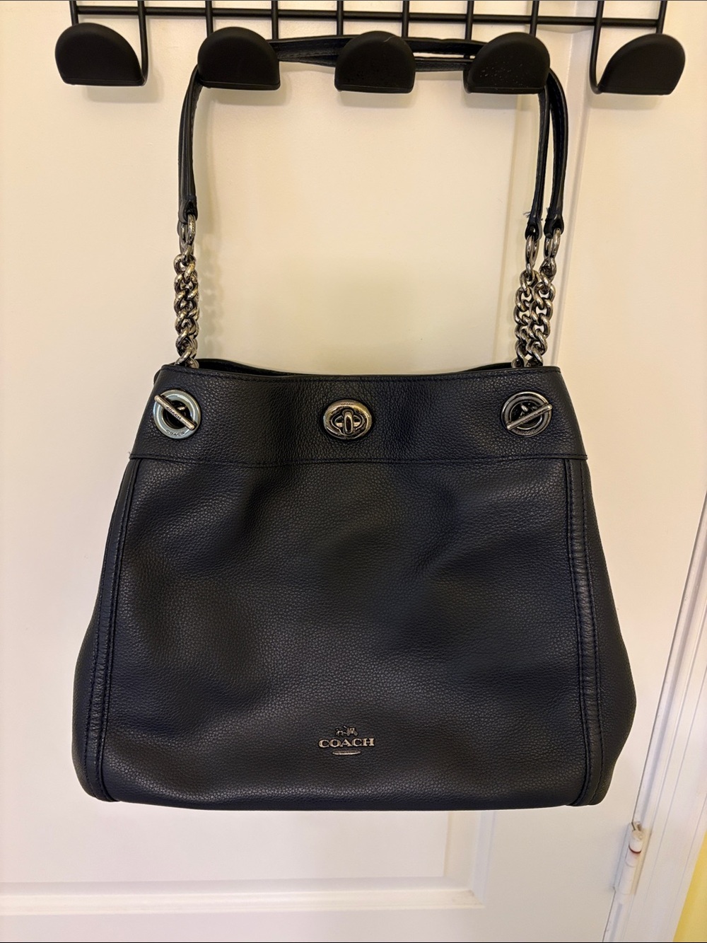 Coach Blue Pebbled Leather Shoulder Bag with Silver Hardware-Included-Dust Bag!